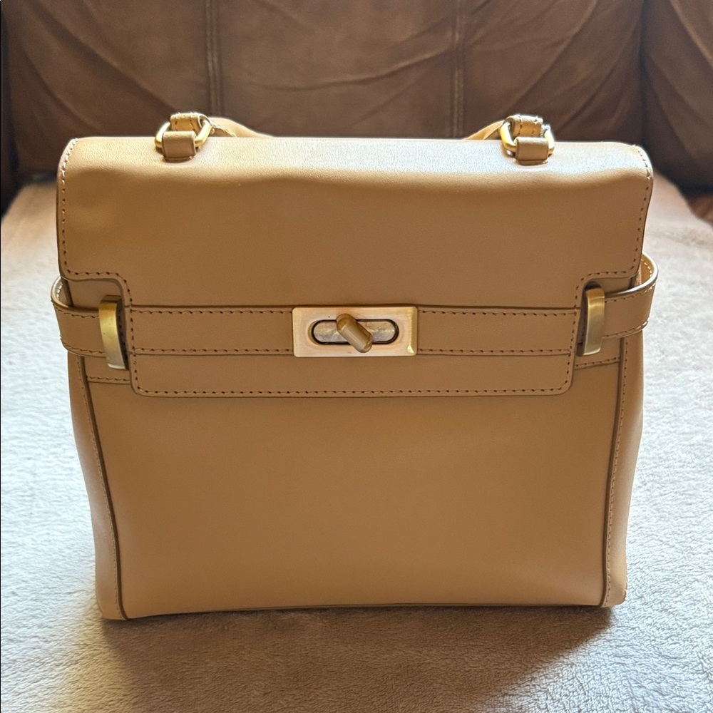 ANTONIO MELANI Tan Shoulder Bag with Gold Accents